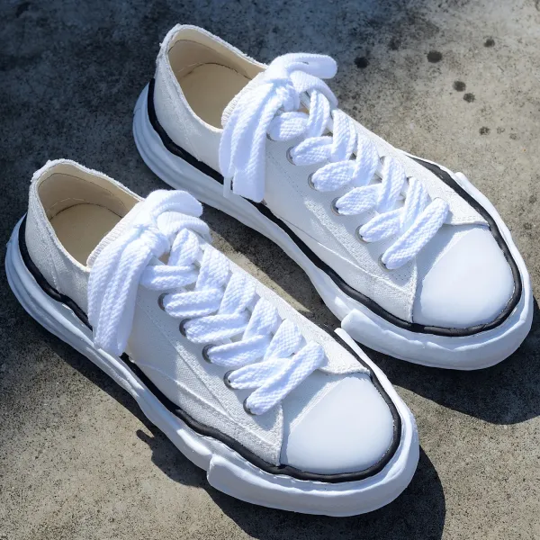 Design Chunky Platform Canvas Sneakers White - 1