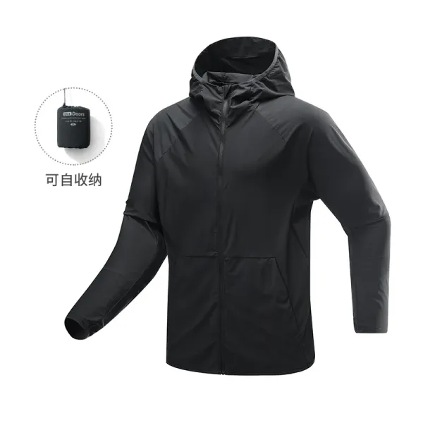Doors Ultralight Packable Hooded Windbreaker Black - 1