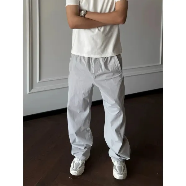 Design Drawstring Waist Pants Light Gray Pants - 5