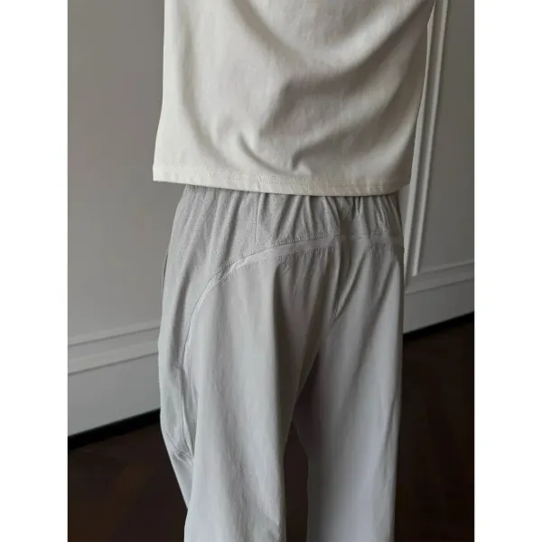 Design Drawstring Waist Pants Light Gray Pants - 6