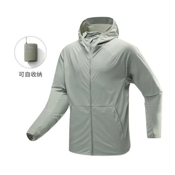 Design Ultralight Packable Hooded Windbreaker Sage Green Outerwear - 1