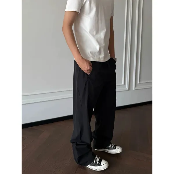Design Drawstring Waist Pants Light Gray Pants - 9