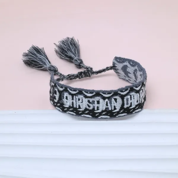 Dior Oblique Woven Bracelet Black and Gray - 1