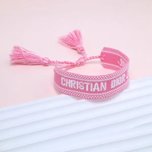 Dior J'Adior Pink Woven Bracelet with Tassels - 1