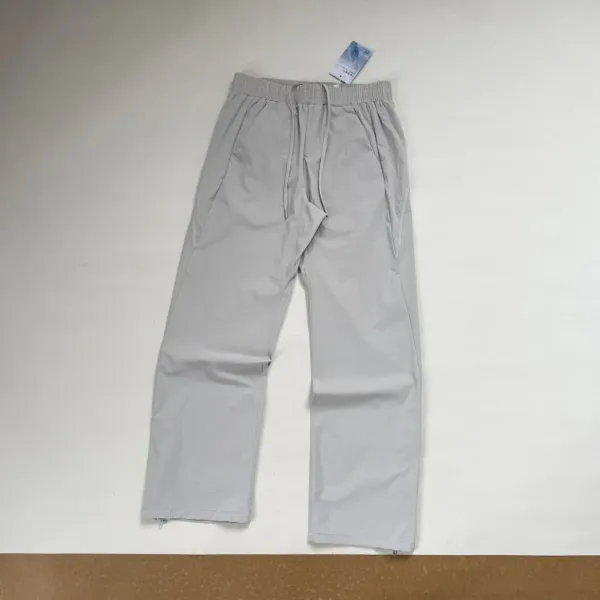 Design Drawstring Waist Pants Light Gray Pants - 1