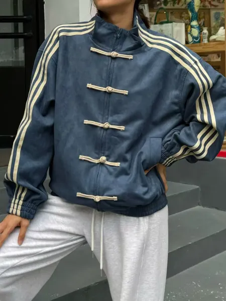 Custom中式盘扣运动风外套 Light Blue Track Jacket - 21