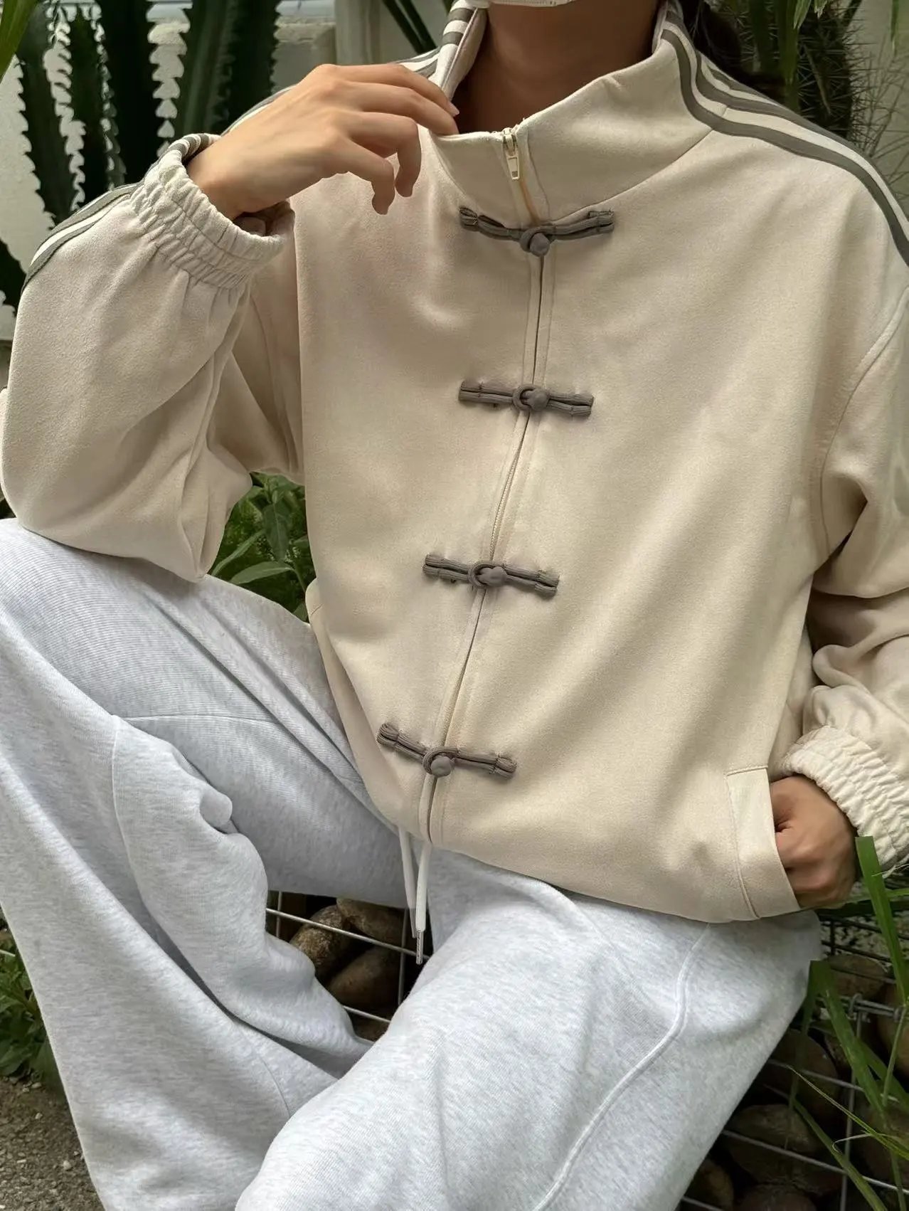 Custom中式盘扣运动风外套 Light Blue Track Jacket - 29
