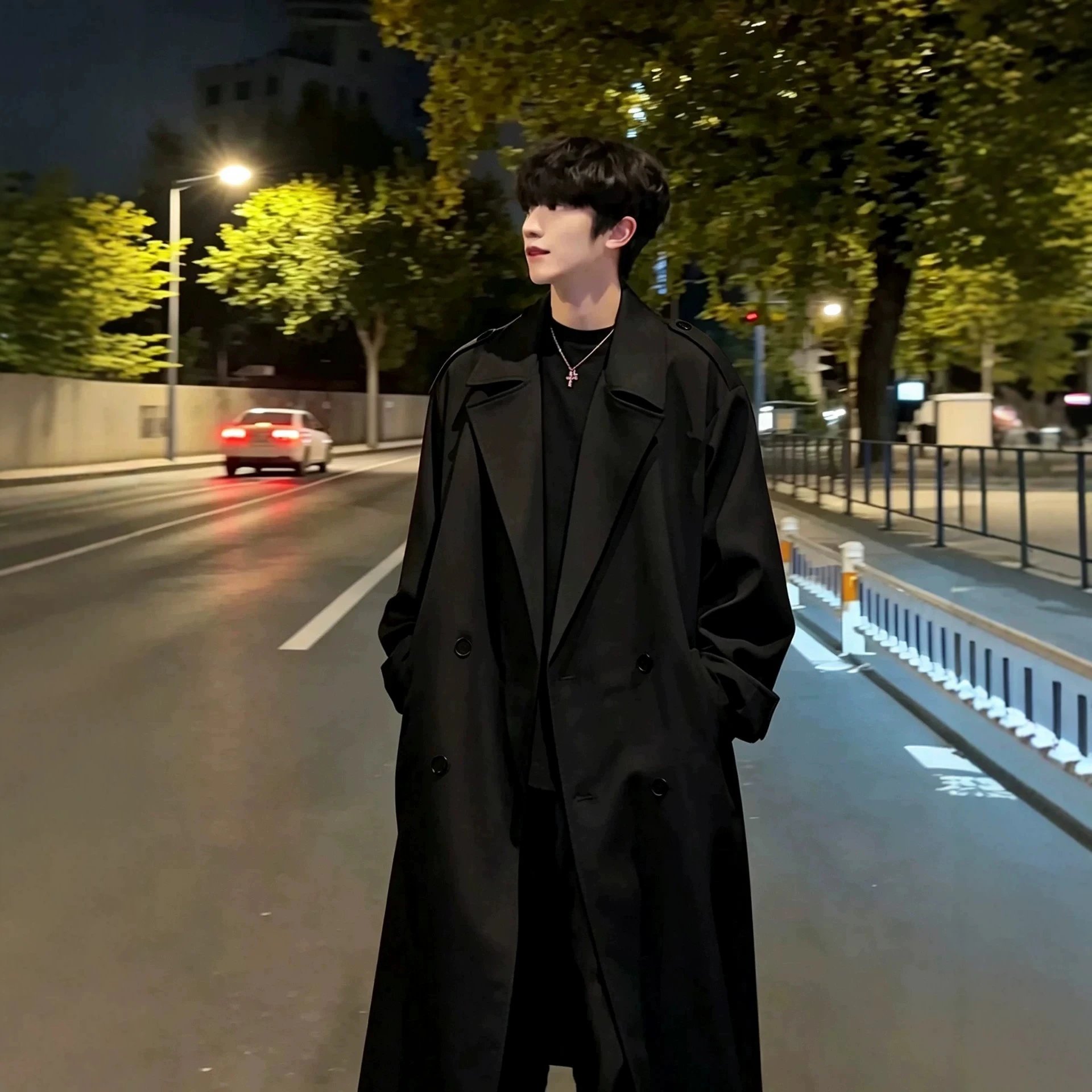 Black Double-Breasted Trench Coat