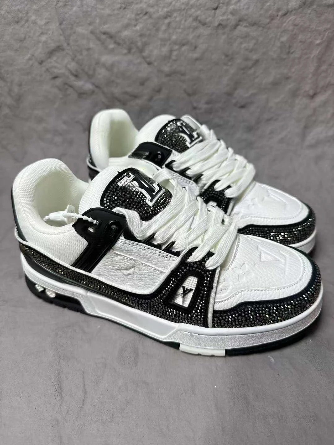 Louis Vuitton Trainer Crystal White Black Sneakers - 1