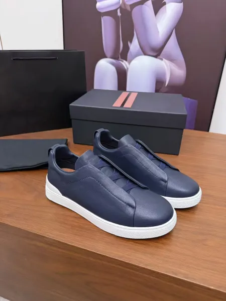 Thom Browne 4-Bar Slip-On Sneakers Navy Blue - 1
