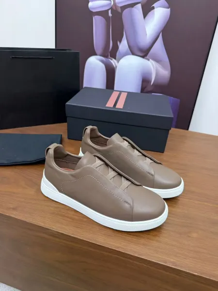 Thom Browne 4-Bar Slip-On Sneakers Beige Leather Sneakers - 1