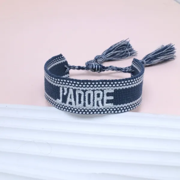 Dior J'Adore Embroidered Woven Bracelet Navy - 1