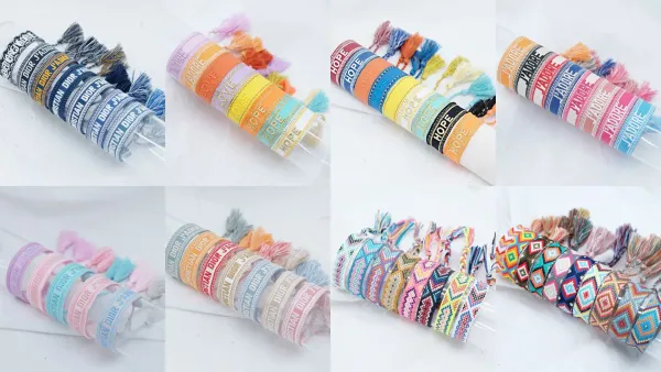 Handwoven Cotton Tassel Bracelet Pink Accessories - 5