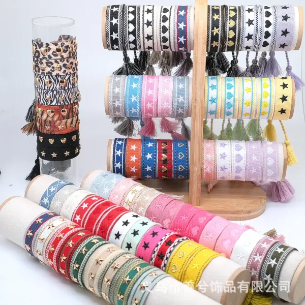 Handwoven Cotton Tassel Bracelet Pink Accessories - 10