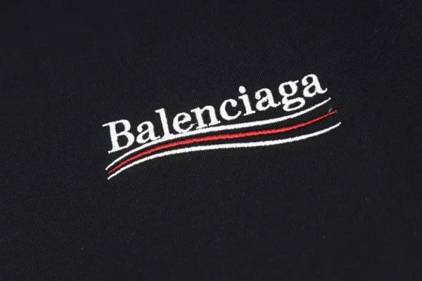 Balenciaga Logo Print Black T-Shirt - 37