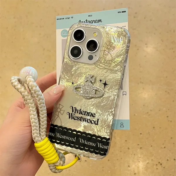 Vivienne Westwood Orb Phone Case with Lanyard in Pink, Mint, and Silver - 4