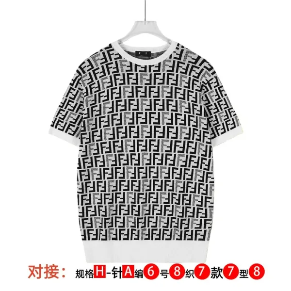 Fendi FF Logo Knit T-Shirt Black and White - 1