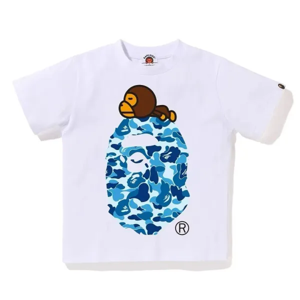 A Bathing Ape Kids BAPE Camo Ape Head T-Shirt White - 1