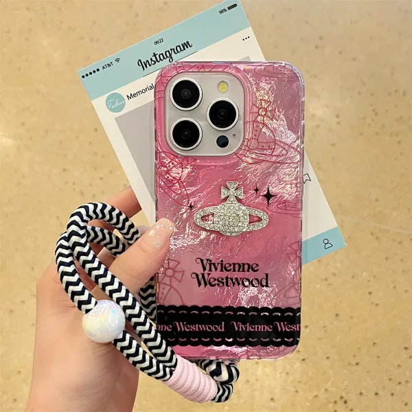 Vivienne Westwood Orb Phone Case with Lanyard in Pink, Mint, and Silver - 9