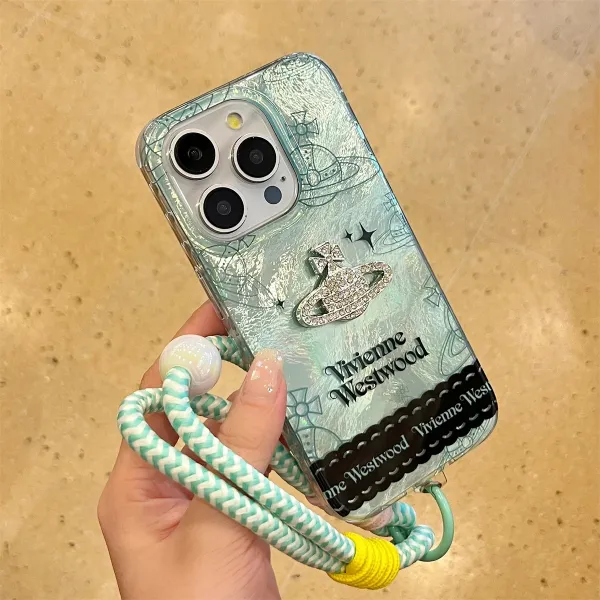 Vivienne Westwood Orb Phone Case with Lanyard in Pink, Mint, and Silver - 14