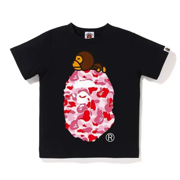 A Bathing Ape Kids Pink Camo Ape Head T-Shirt - 1