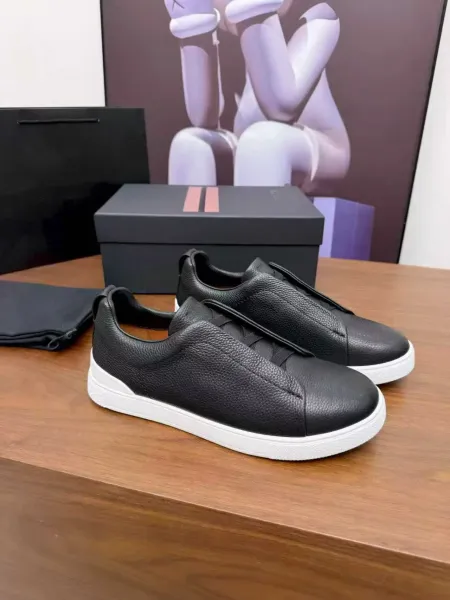 Prada Linea Rossa Slip-On Leather Sneakers Black/White - 1