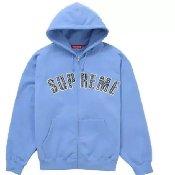 Supreme Leopard Arch Logo Zip-Up Hoodie Light Blue - 1