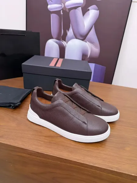 Hogan Interactive Brown Pebbled Leather Slip-On Sneakers - 1