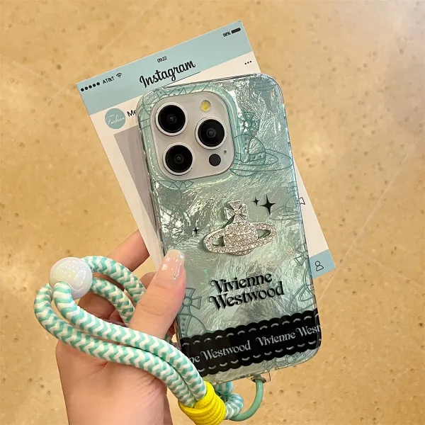 Vivienne Westwood Orb Phone Case with Lanyard in Pink, Mint, and Silver - 10