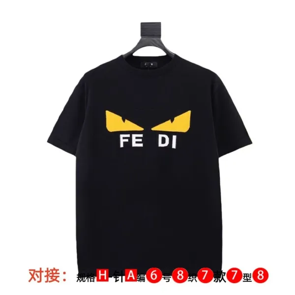 Fendi Monster Eyes Logo Black T-Shirt - 1