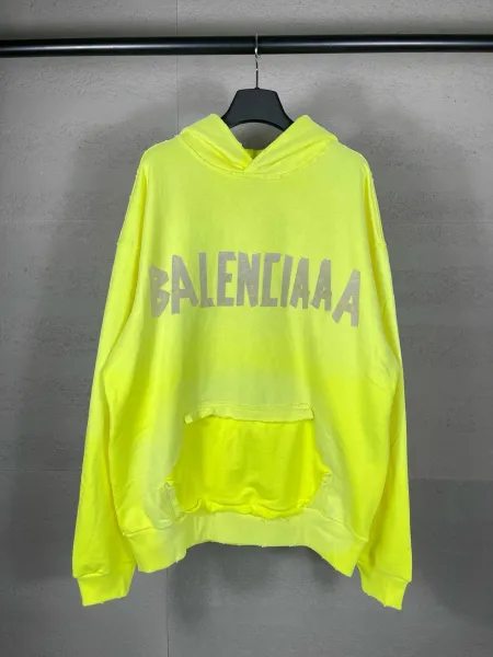 Balenciaga Distressed Logo Hoodie Army Green - 16