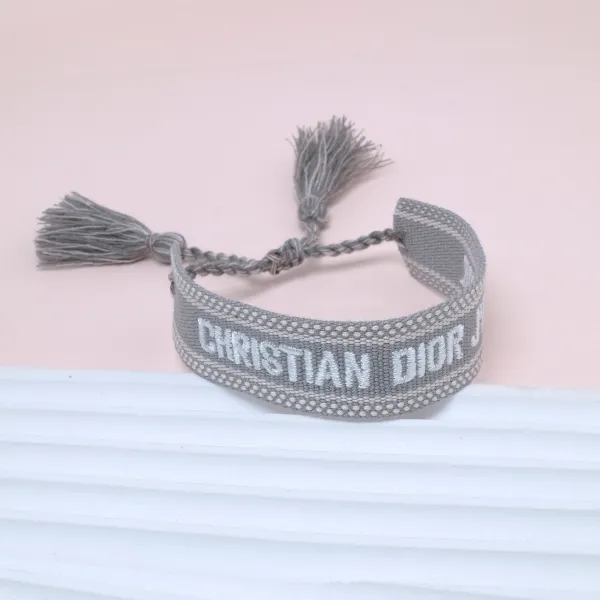 Dior Oblique Logo Woven Bracelet Gray - 1