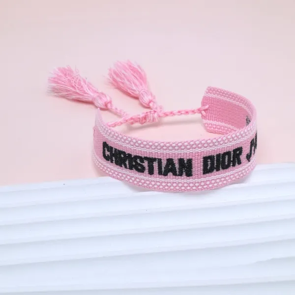 Dior J'Adior Pink Woven Bracelet with Tassels - 1