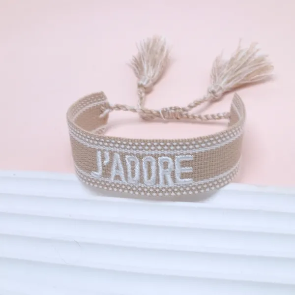 Dior J'Adore Embroidered Woven Bracelet Beige - 1