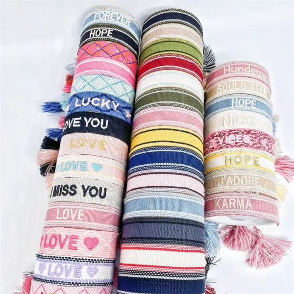 Handwoven Cotton Tassel Bracelet Pink Accessories - 20