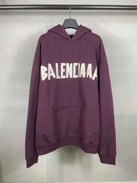 Balenciaga Distressed Logo Hoodie Army Green - 14