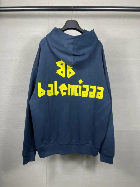 Balenciaga Distressed Logo Hoodie Army Green - 8