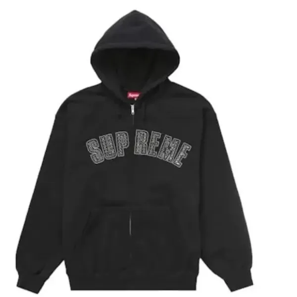 Supreme Arc Logo Zip-Up Hoodie Black - 1