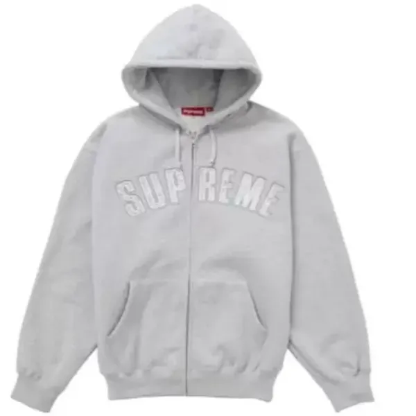Supreme Arch Logo Zip-Up Hoodie Gray - 1