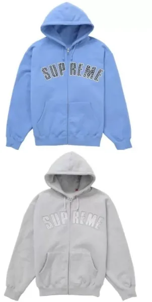 Supreme Arch Logo Zip-Up Hoodie Gray - 5