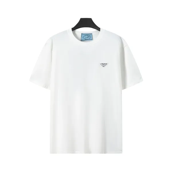 Prada Re-Nylon Triangle Logo White T-Shirt - 36