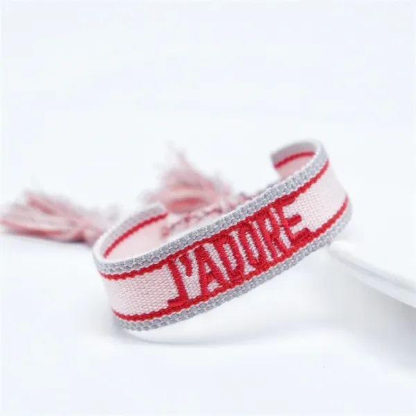 Handwoven Cotton Tassel Bracelet Pink Accessories - 18