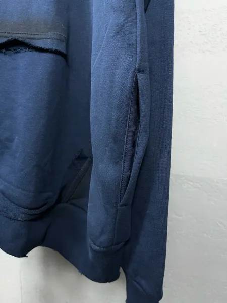Balenciaga Distressed Logo Hoodie Army Green - 11