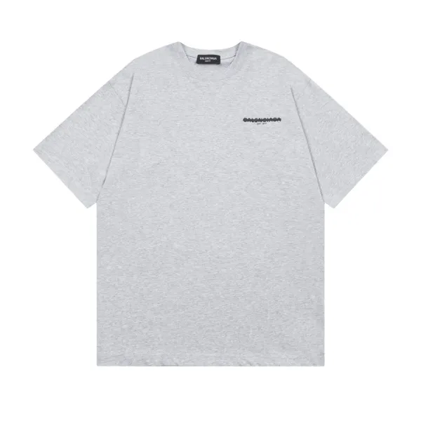 Balenciaga Logo Print Oversized T-Shirt Gray - 1