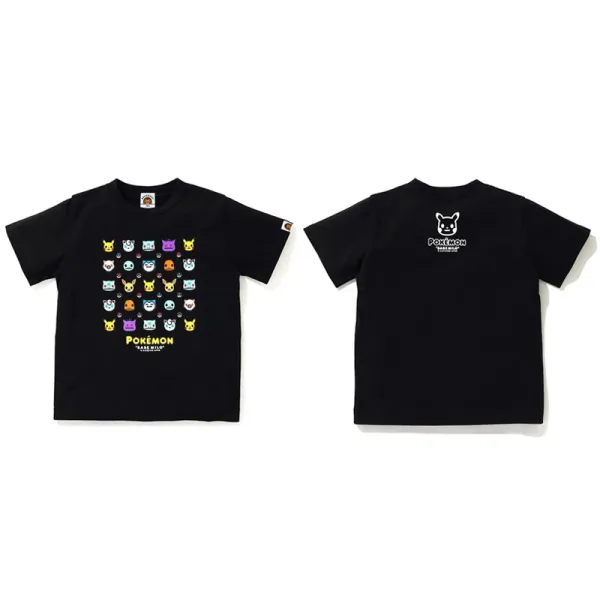 BAPE x Pokémon Grid Face T-Shirt Black - 1