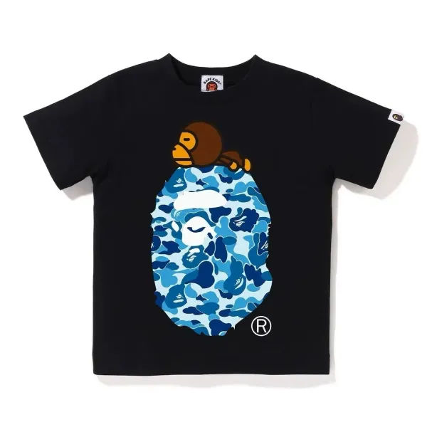 A Bathing Ape Kids Baby Milo Camo Ape Head Black T-Shirt - 1
