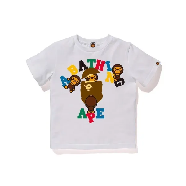A Bathing Ape ABC Camo Monkey Graphic T-Shirt White - 1