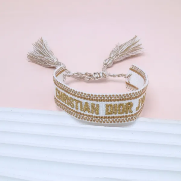 Dior J'Adior Embroidered Tassel Bracelet White and Gold - 1