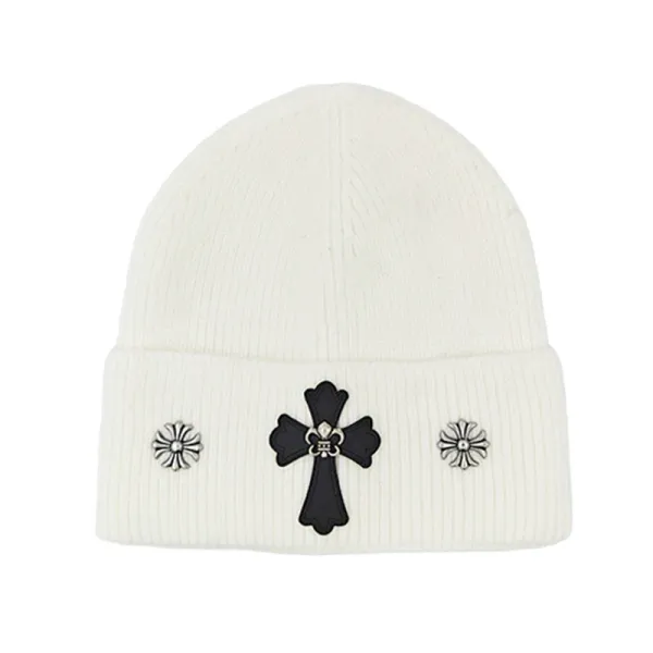 Chrome Hearts Cross Beanie White - 1