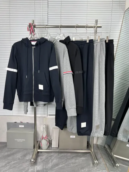Thom Browne Classic Four-Bar Stripe Zip-Up Hoodie and Sweatpants Set - 10